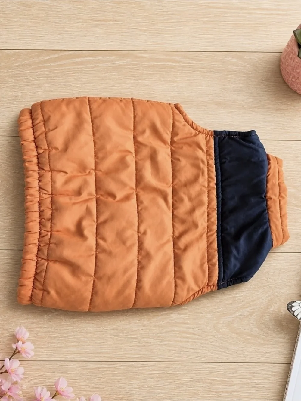 Genuine Kids by OshKosh Baby Puffer Vest Orange Navy Size 12M Full Zip